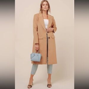 NWT ASTR THE LABEL Jeane doble breasted camel coat size XL